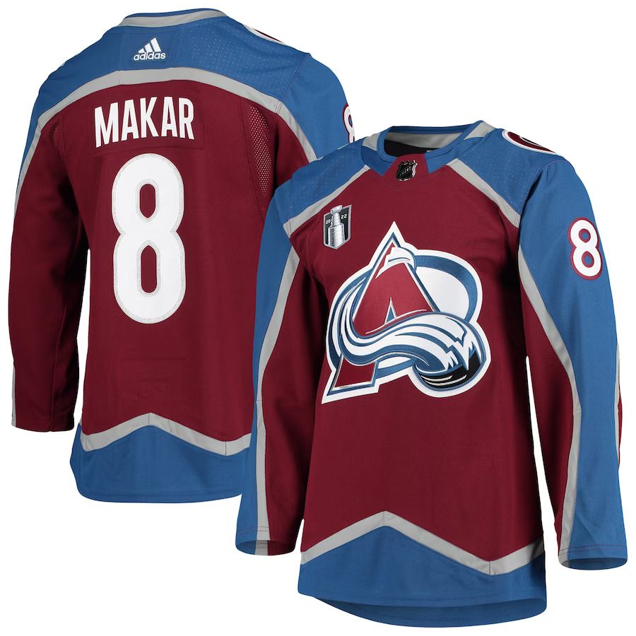Men Colorado Avalanche 8 Cale Makar adidas Burgundy 2022 Stanley Cup Final Patch Authentic Player NHL Jersey
